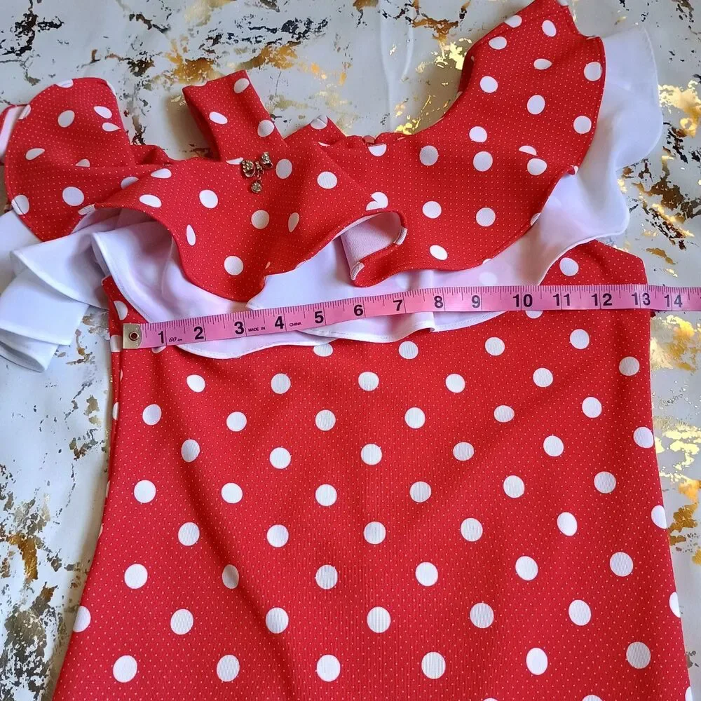 Tiny Girl Red & White Polka Dot Flamenco Dress | Minnie Mouse Style Size 8-9Y